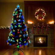 Kunstigt juletræ med 210 LED'er med stativ Grøn 180 cm PVC