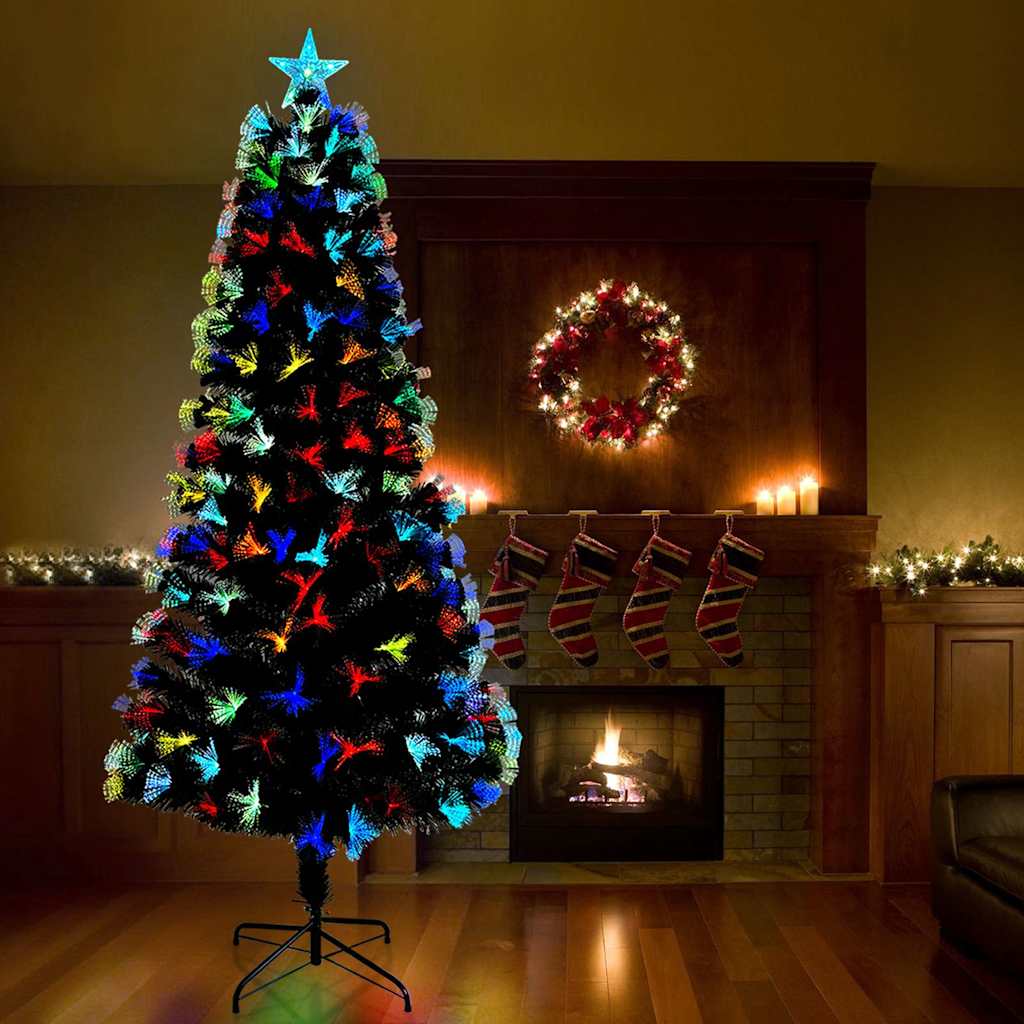 Kunstigt juletræ med 300 LED'er med stativ Grøn 240 cm PVC
