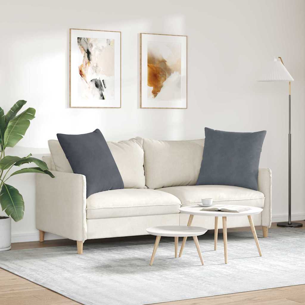 Sofapuder 2 pcs Mørkegrå 80 x 80 cm Velourstof