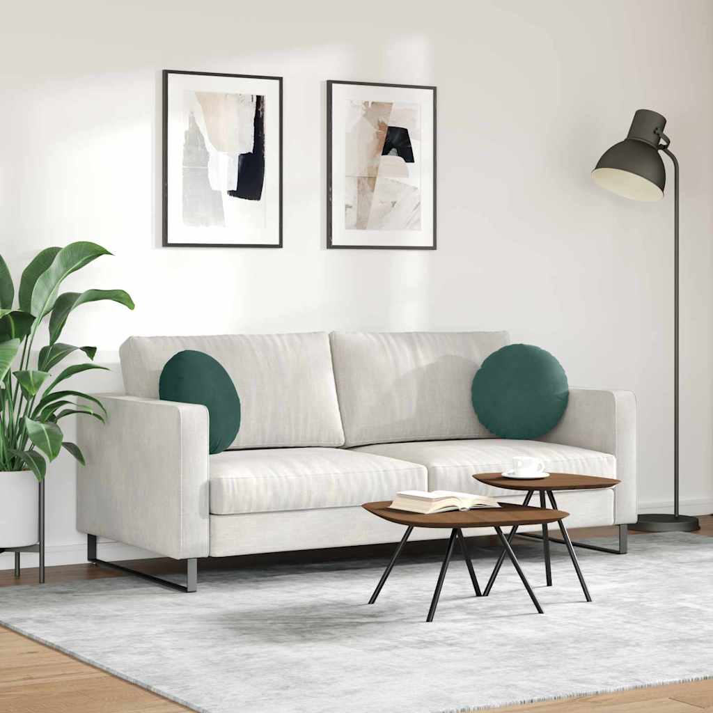 Sædepuder 2 pcs Mørkegrøn Ø 40 x 13 cm Fløjl