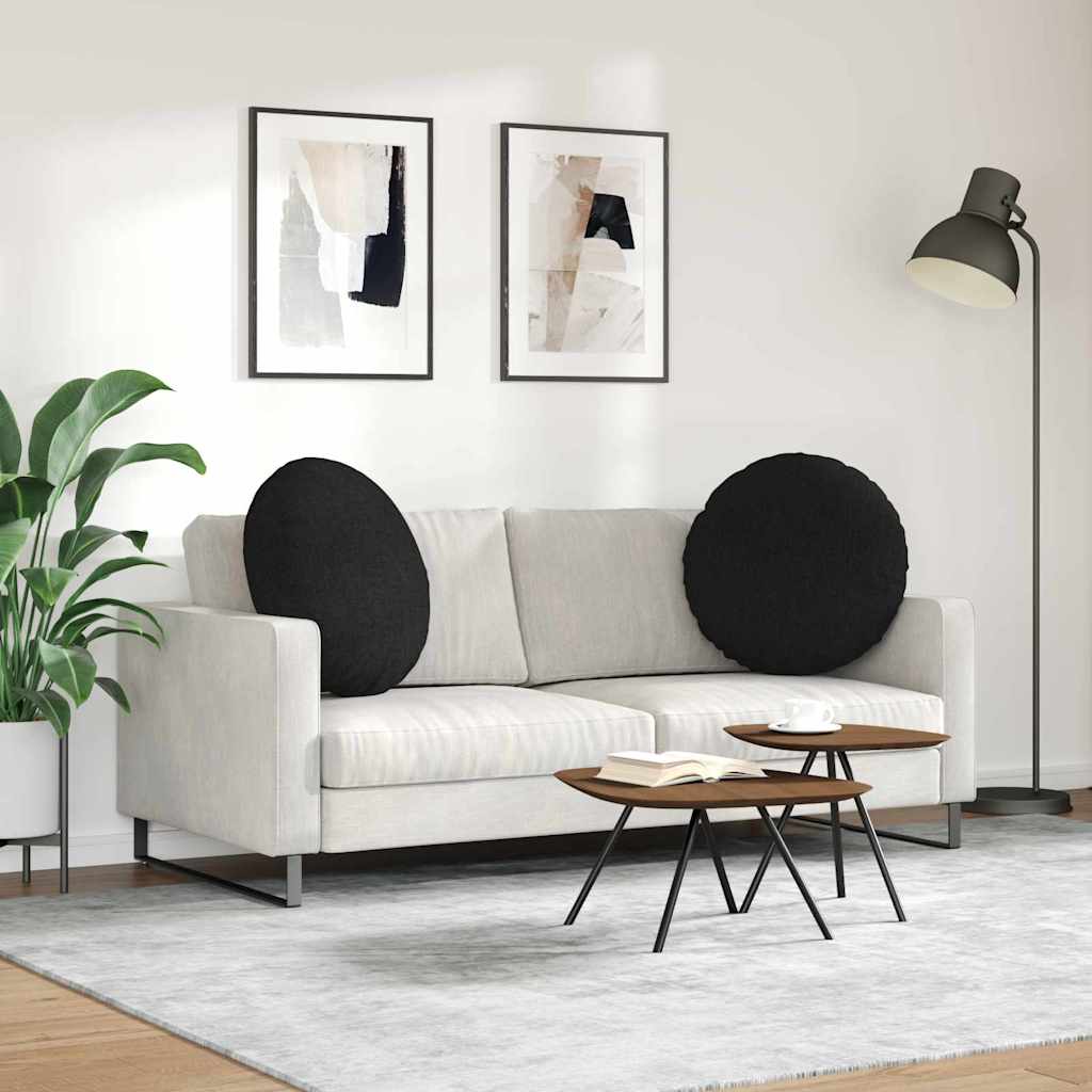 Sædepuder 2 pcs Sort Ø60 x 21 cm Stof