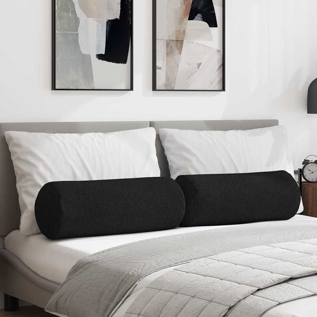 Bolsterpuder 2 pcs Sort Ø 25 x 70 cm Stof billede