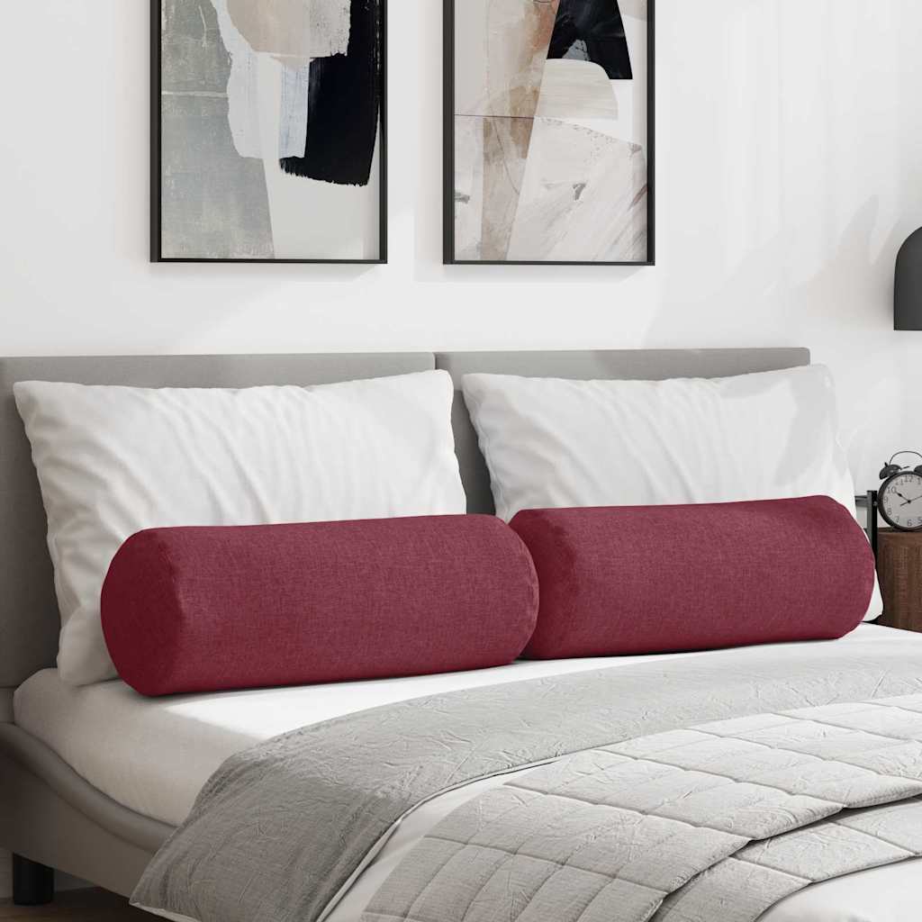 Bolsterpuder 2 pcs Vinrød Ø 25 x 70 cm Stof billede