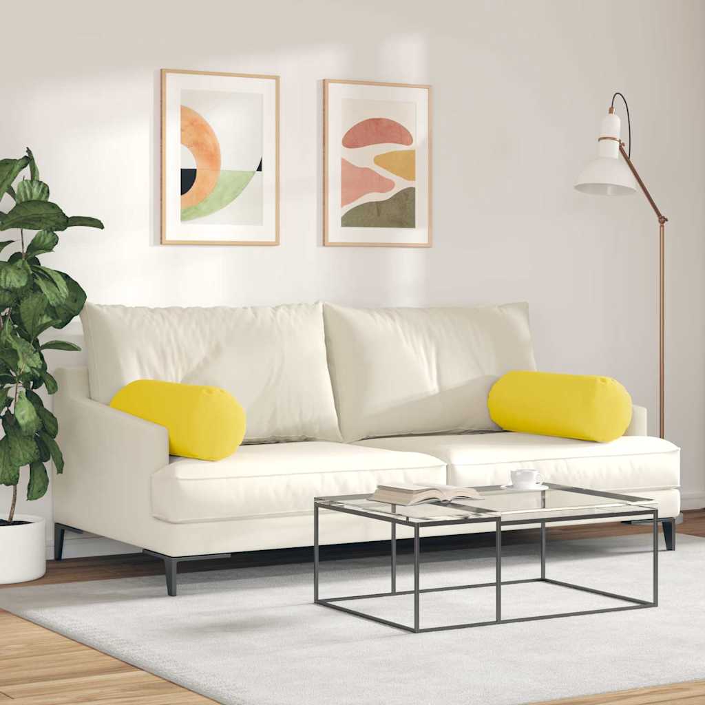 Bolsterpuder 2 pcs Lys Gul Ø 25 x 70 cm Stof