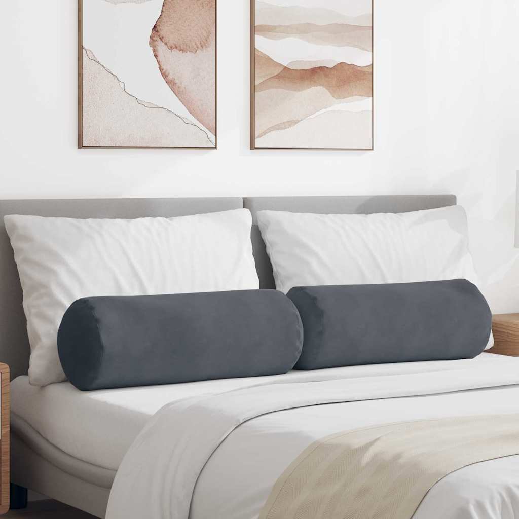 Bolsterpuder 2 pcs Mørkegrå Ø 25 x 70 cm Velourstof
