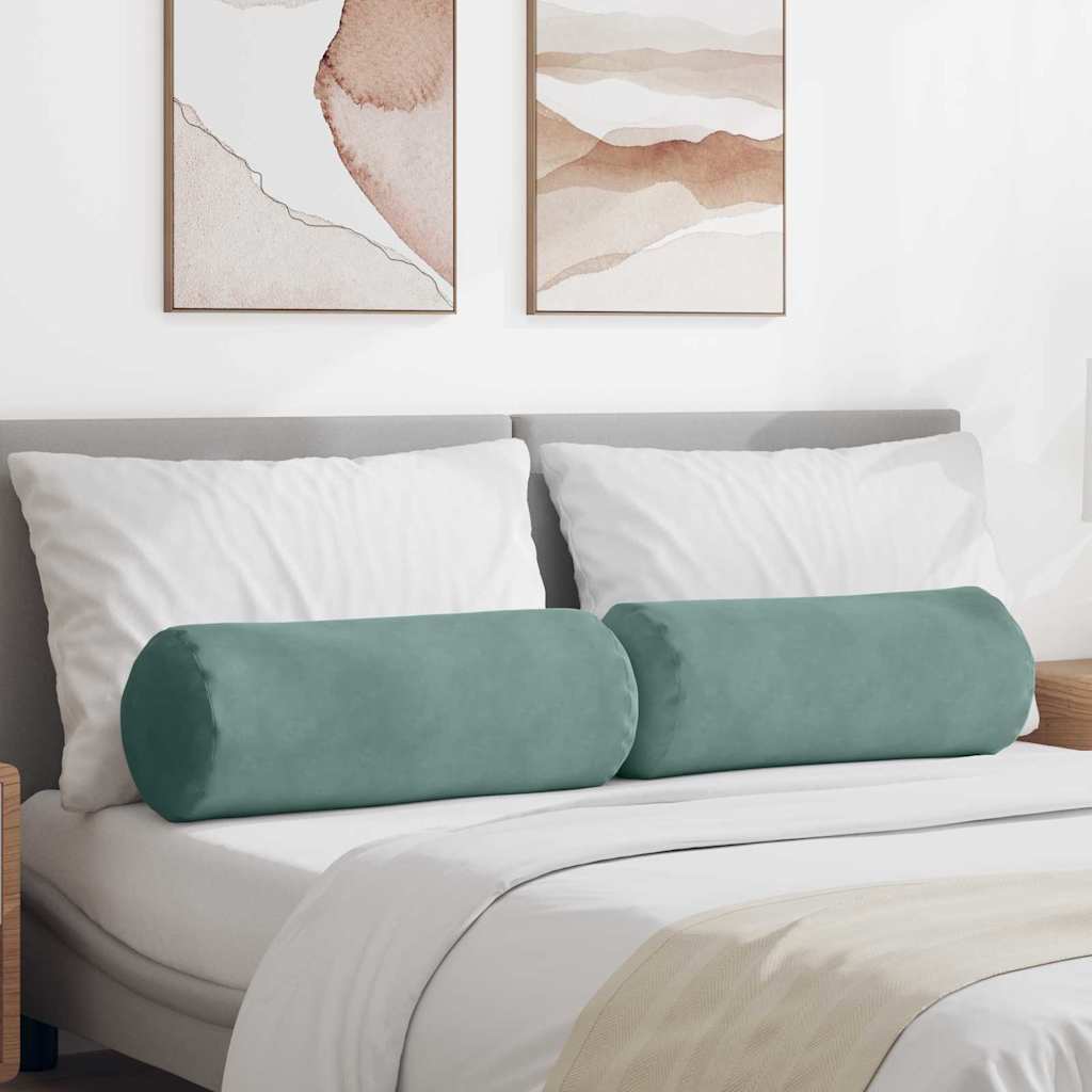 Bolsterpuder 2 pcs Havgrøn Ø 25 x 70 cm Velourstof