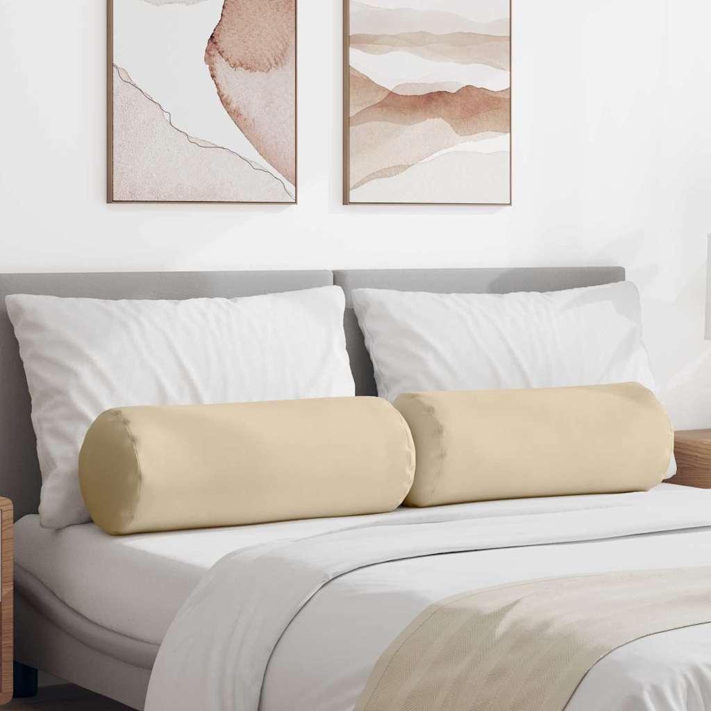 Bolsterpuder 2 pcs Creme Ø 25 x 70 cm Mikrofiberstof billede