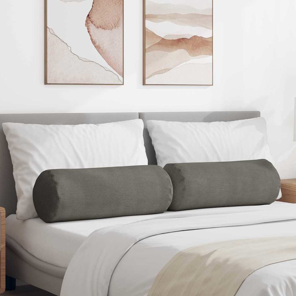 Bolsterpuder 2 pcs Lysegrå Ø 25 x 70 cm Velourstof