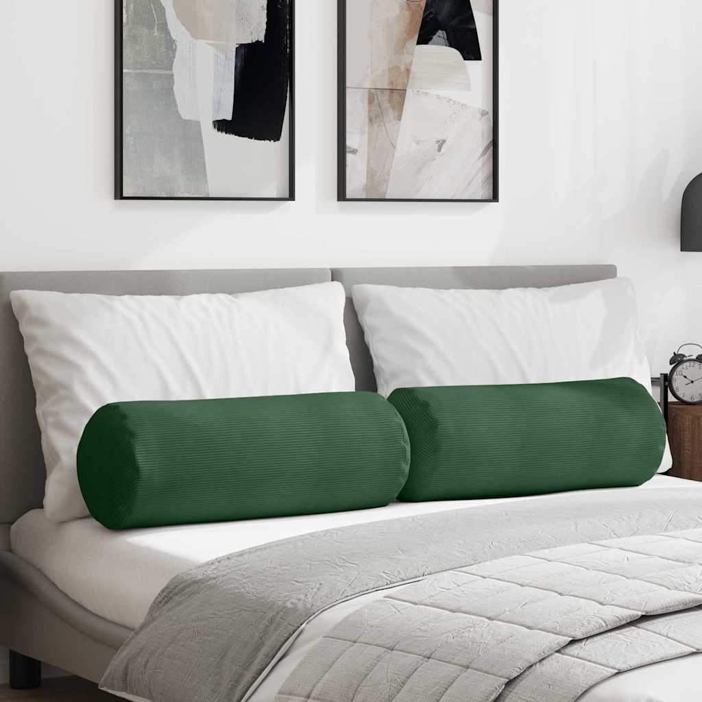 Bolsterpuder 2 pcs Mørkegrøn Ø 25 x 70 cm Velourstof billede