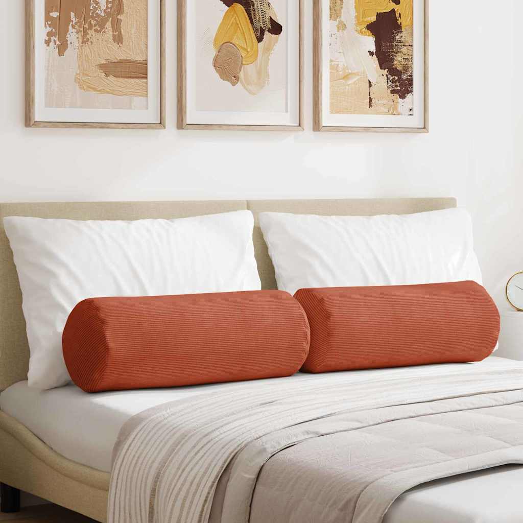 Bolsterpuder 2 pcs Rød orange Ø 25 x 70 cm Velourstof