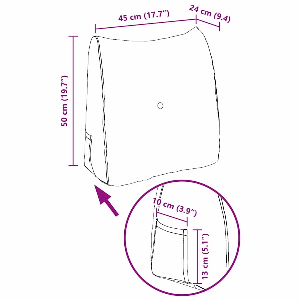 Rygpude Brun 45 x 24 x 50 cm Stof