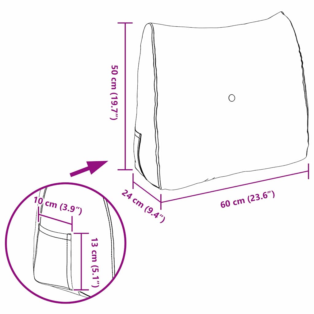 Rygpude Gråbrun 60 x 24 x 50 cm Stof