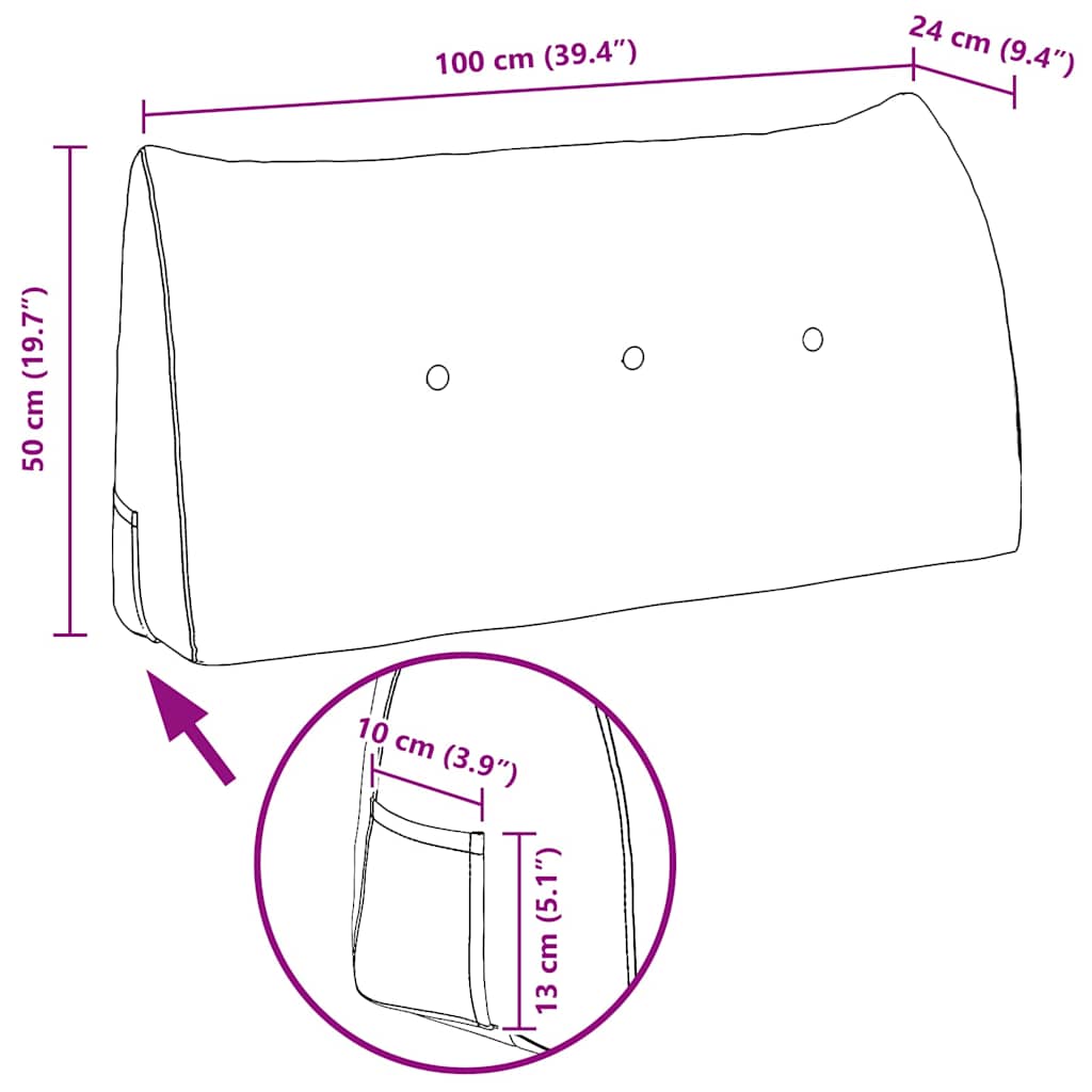 Rygpude Blå 100 x 24 x 50 cm Fløjl