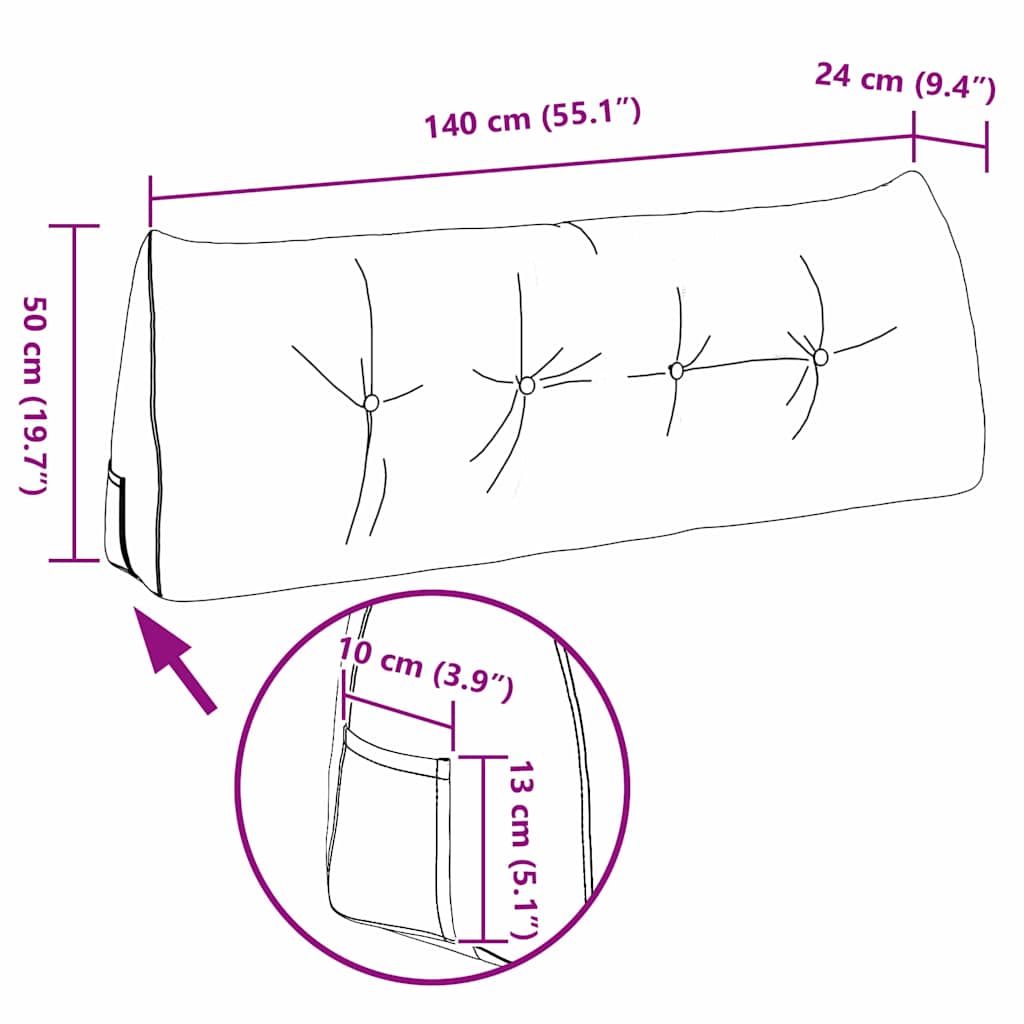 Rygpude Blå 140 x 24 x 50 cm Stof