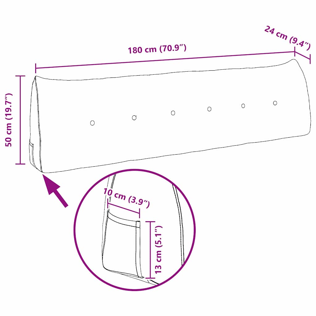 Rygpude Brun 180 x 24 x 50 cm Stof