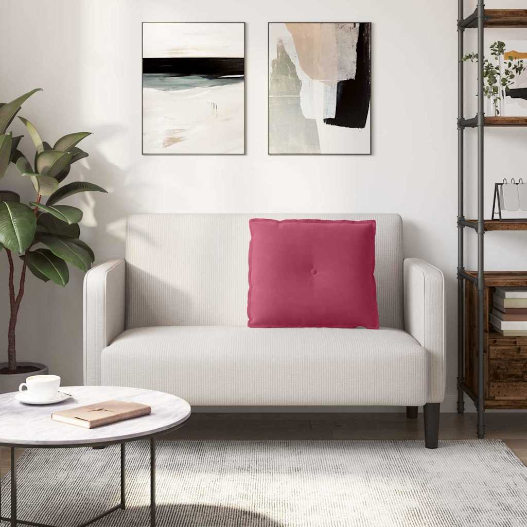 Rygpude Vinrød 60 x 50 cm Velourstof