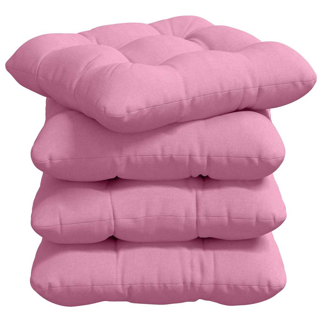 Sædepuder 4 pcs Lyserød 45 x 45 x 12 cm Stof