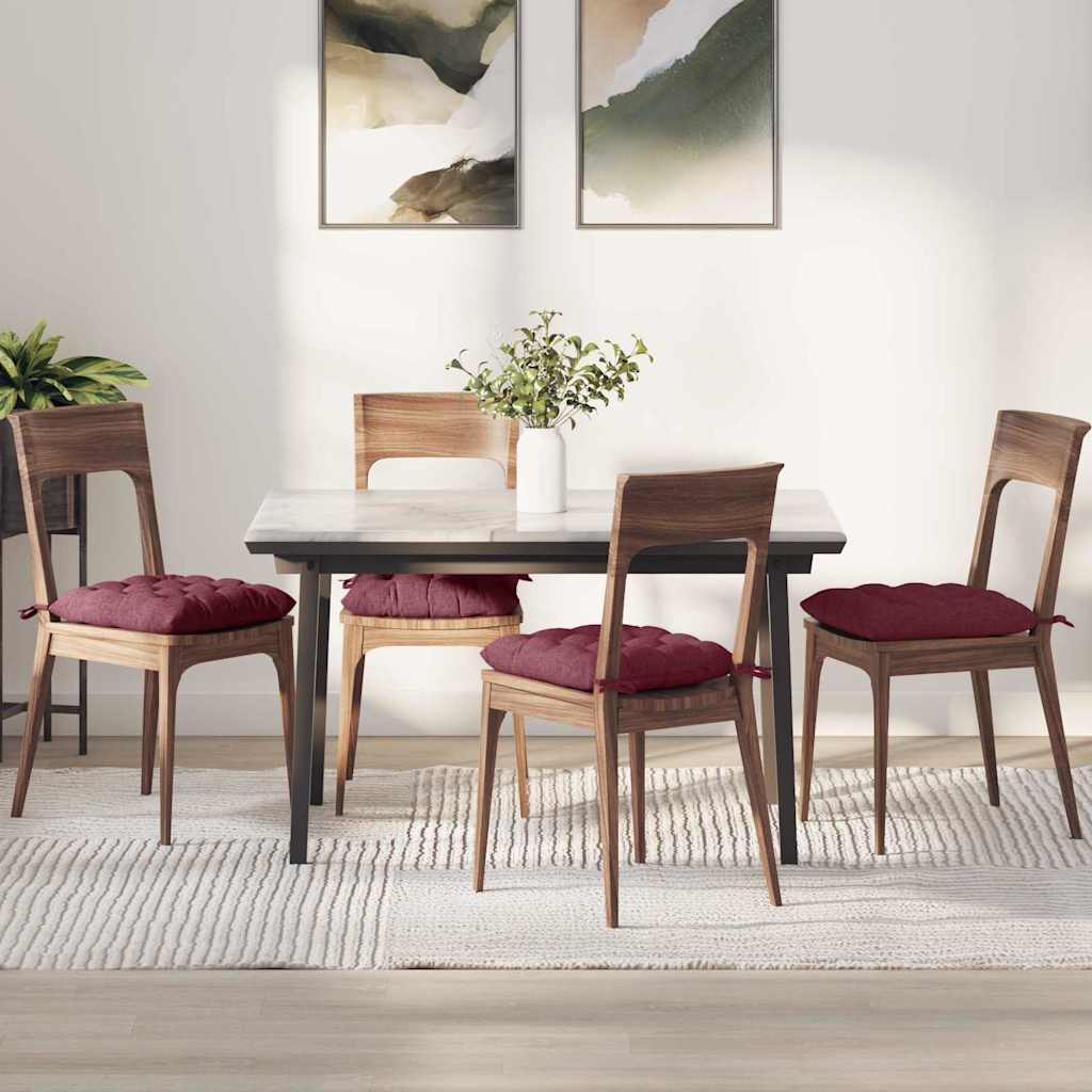 Sædepuder 4 pcs Vinrød 40 x 40 x 6 cm Stof