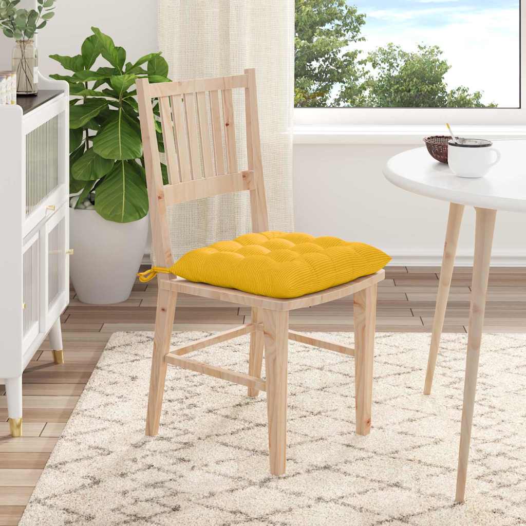 Sædepuder 4 pcs Lys Gul 40 x 40 x 6 cm Velourstof