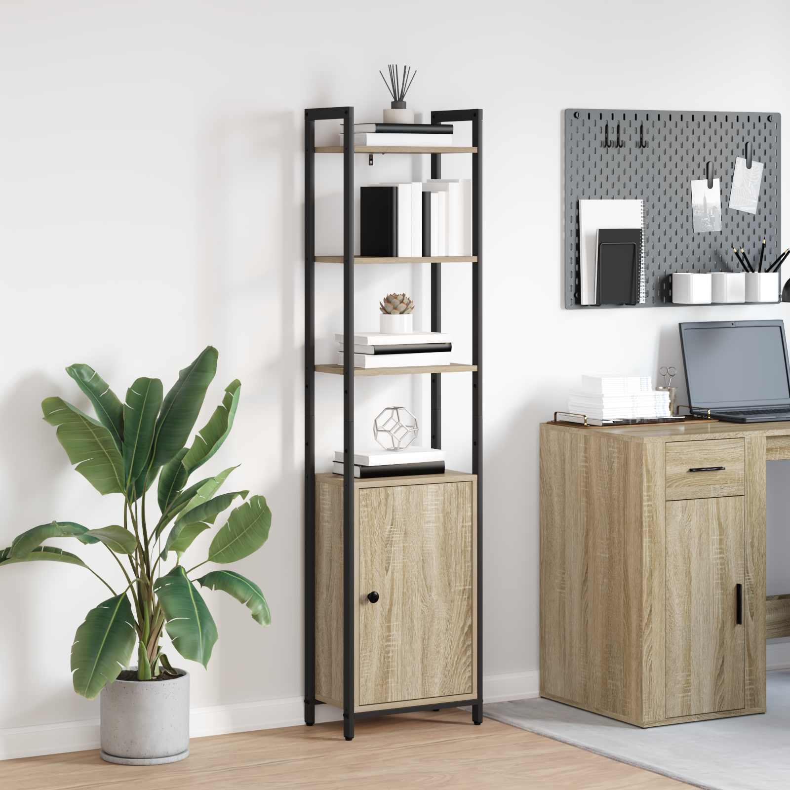 Bogskab 6 niveauer 40 x 24 x 161 cm Konstrueret træ Sonoma eg billede
