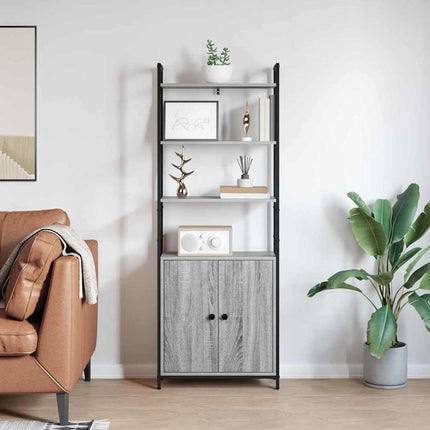 Bogskab 6 niveauer 60 x 24 x 161 cm Konstrueret træ Grå Sonoma