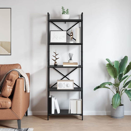 Bogreol 5 niveauer 56 x 34 x 171 cm Konstrueret træ Sort eg