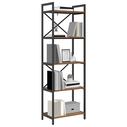 Bogreol 5 niveauer 56 x 34 x 171 cm Konstrueret træ Gammelt træ