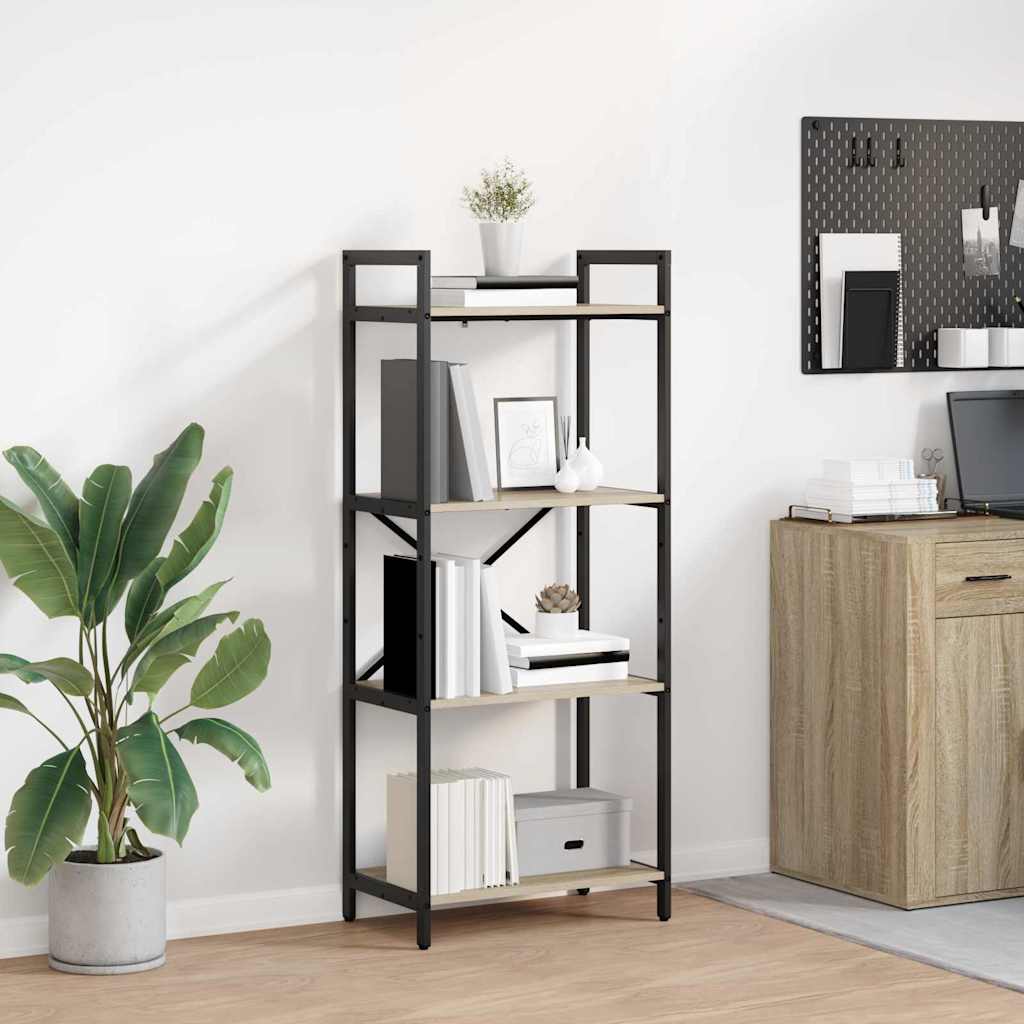 Bogreol i sonoma eg - konstrueret træ, 56 × 34 × 133,5 cm, industrielt design