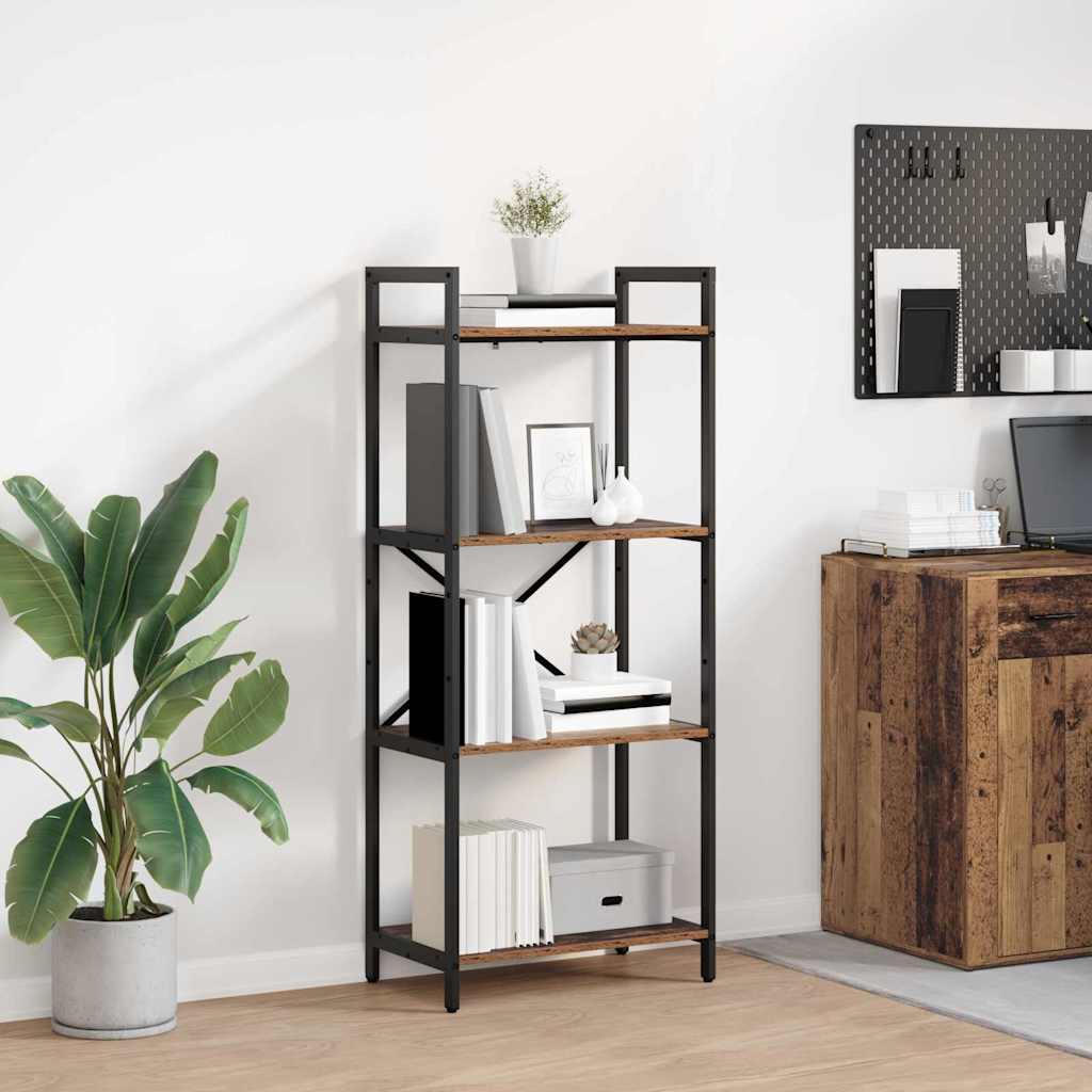 Bogreol i gammelt træ-look - konstrueret træ, 56 × 34 × 133,5 cm, 4 hylder