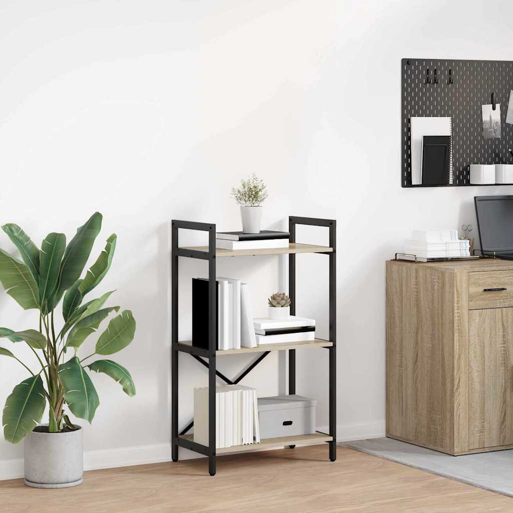 vidaXL Bogreol 3 niveauer 56 x 34 x 96 cm Konstrueret træ Sonoma eg