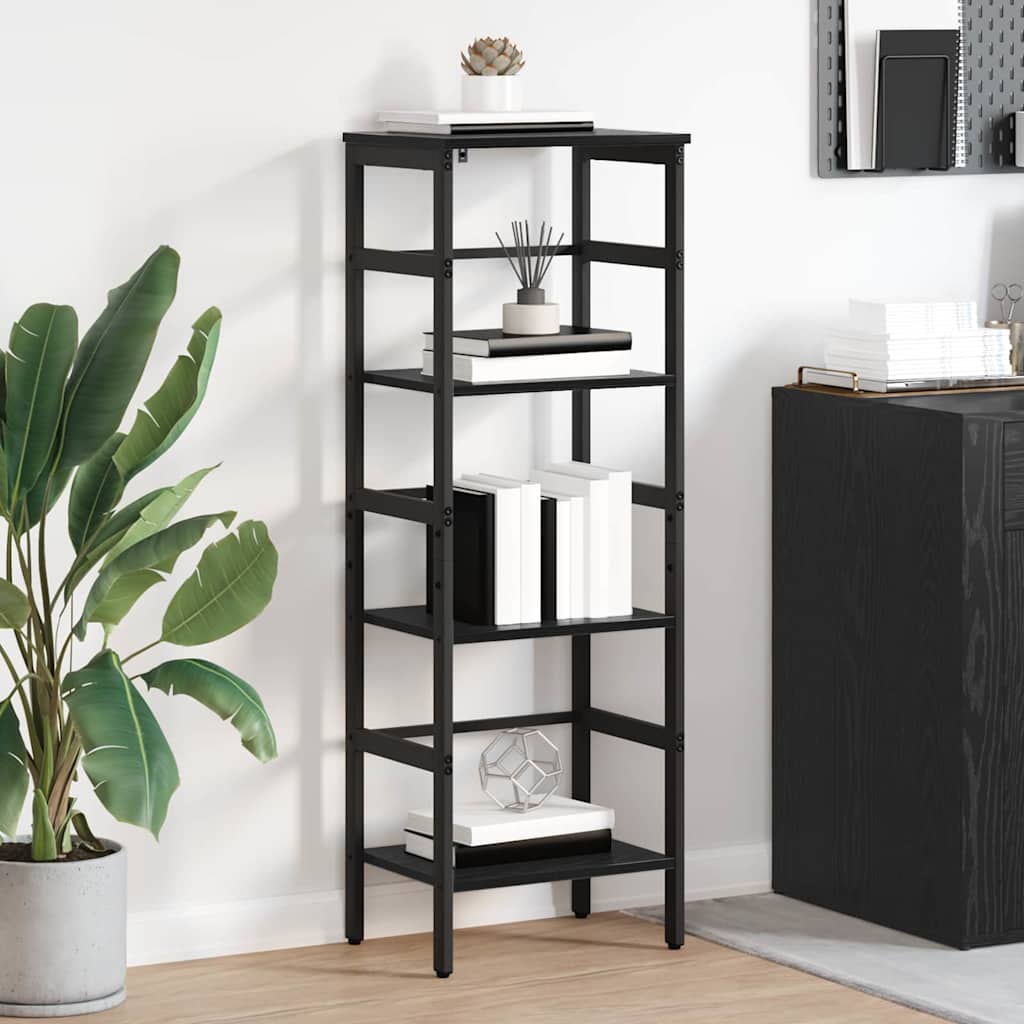 Bogreol i sort eg 40 × 29,5 × 115 cm - konstrueret træ og stål