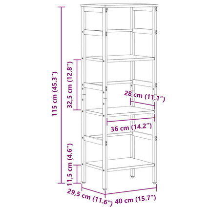 Bogreol 3 niveauer 40 x 29,5 x 115 cm Konstrueret træ Sort eg