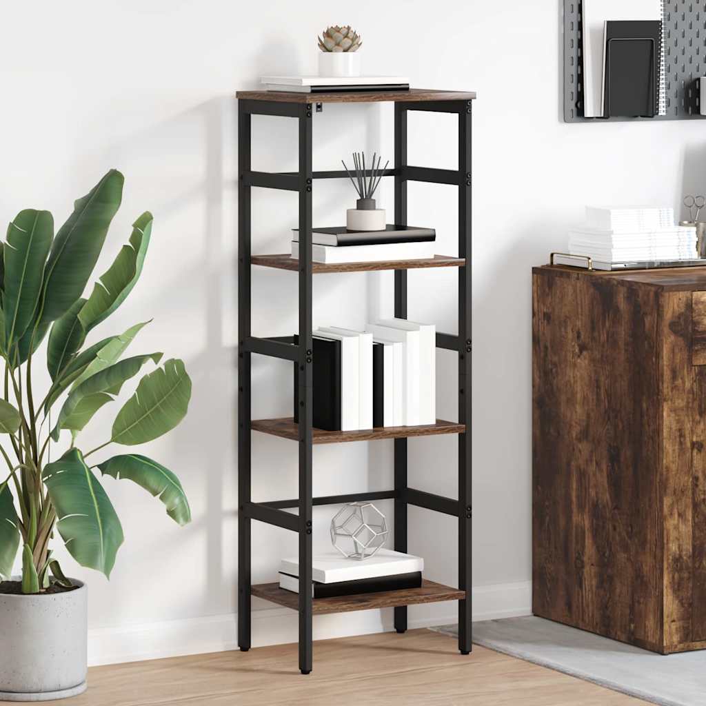 vidaXL Bogreol 3 niveauer 40 x 29,5 x 115 cm Konstrueret træ Røget eg