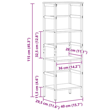 Bogreol 3 niveauer 40 x 29,5 x 115 cm Konstrueret træ