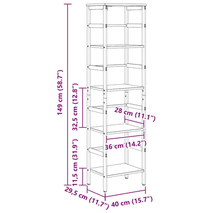 Bogreol 4 niveauer 40 x 29,5 x 149 cm Konstrueret træ Røget eg