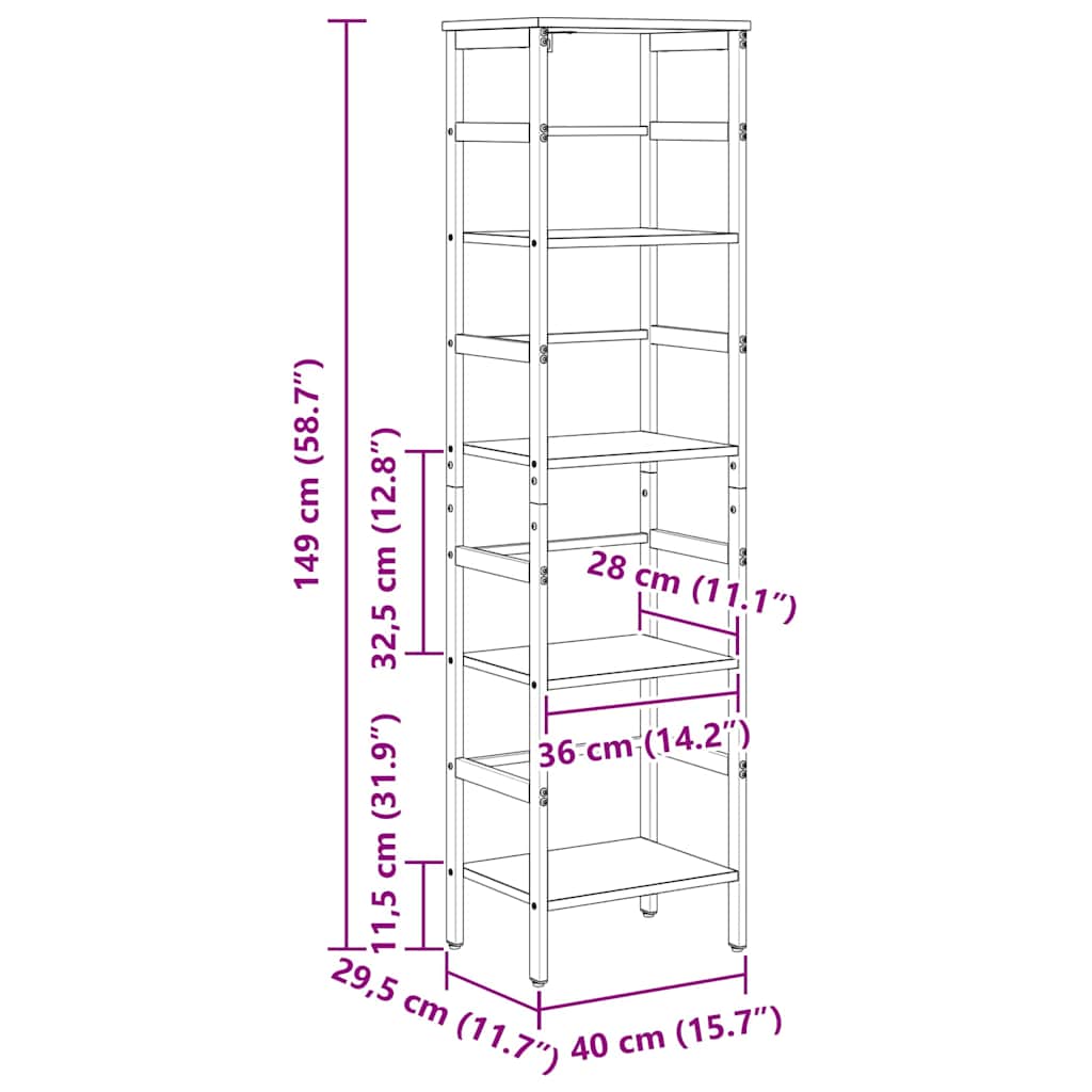 Bogreol Gammelt træ 40 x 29,5 x 149 cm Konstrueret træ