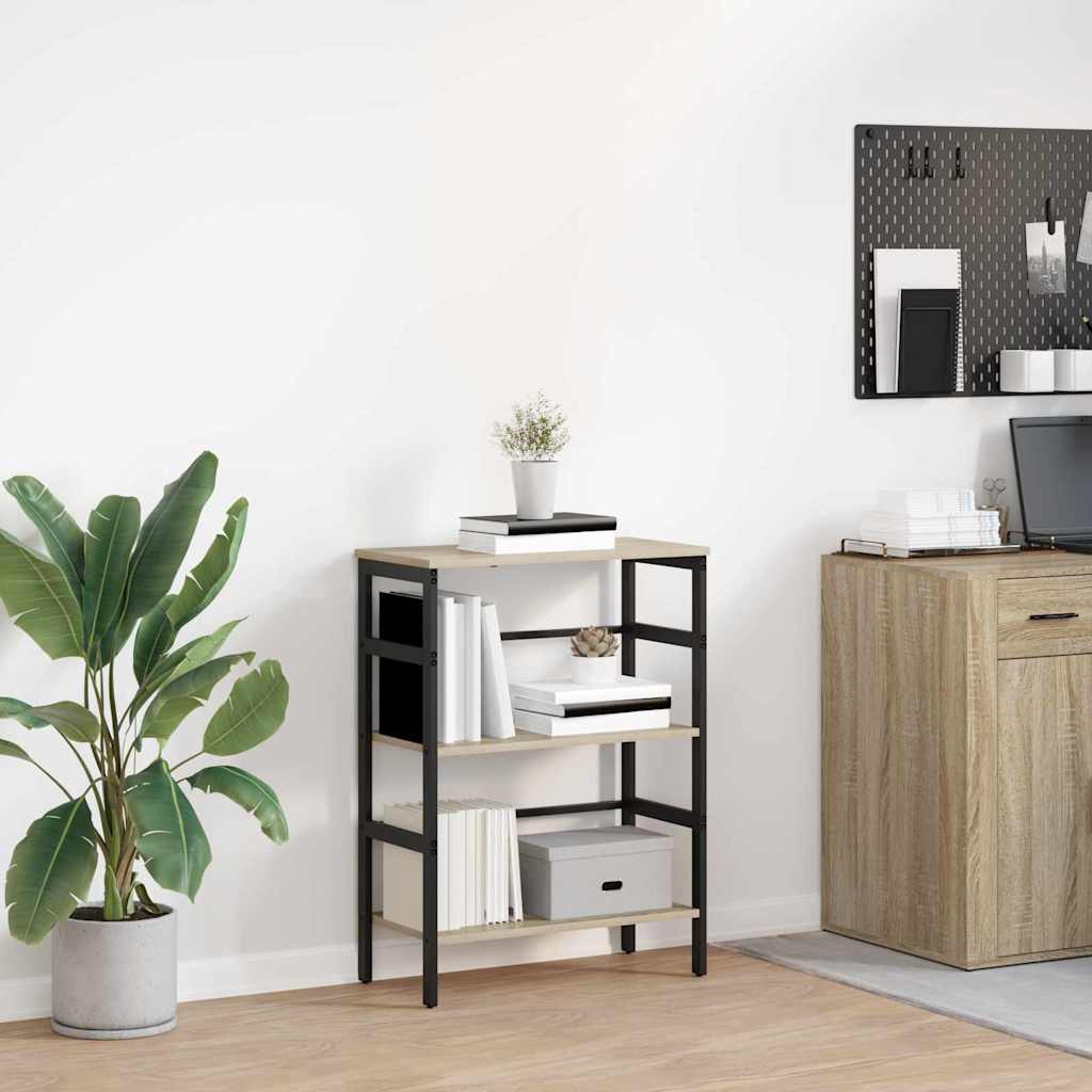 Bogreol i sonoma eg 60 × 29,5 × 81 cm - konstrueret træ og stål, industriel reol