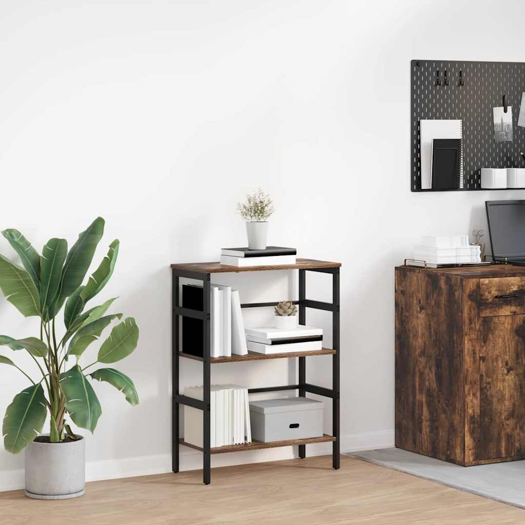Bogreol 2 niveauer 60 x 29,5 x 81 cm Konstrueret træ Røget eg billede
