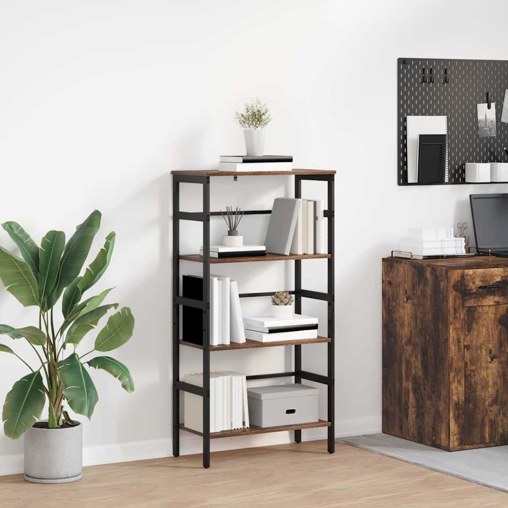 vidaXL Bogreol 3 niveauer 60 x 29,5 x 115 cm Konstrueret træ Røget eg