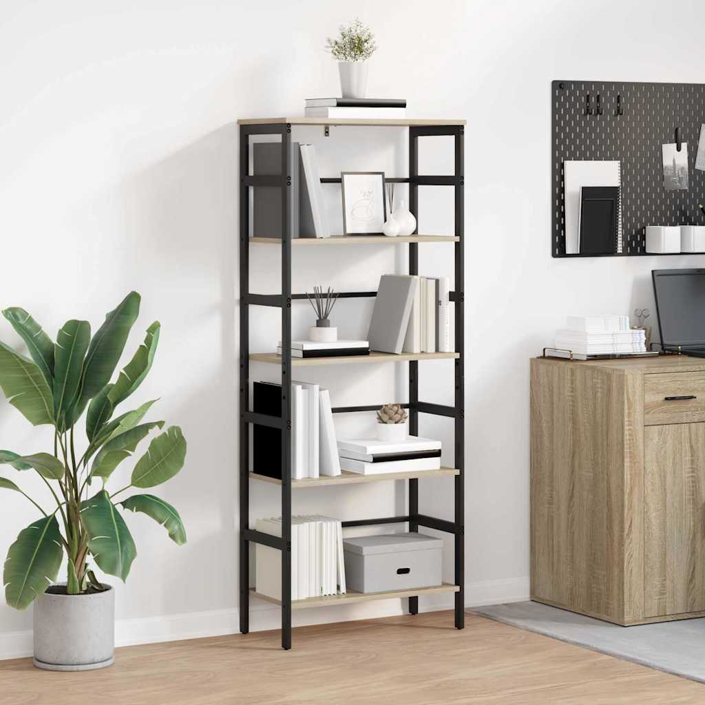 Bogreol 4 niveauer 60 x 29,5 x 149 cm Konstrueret træ Sonoma eg billede