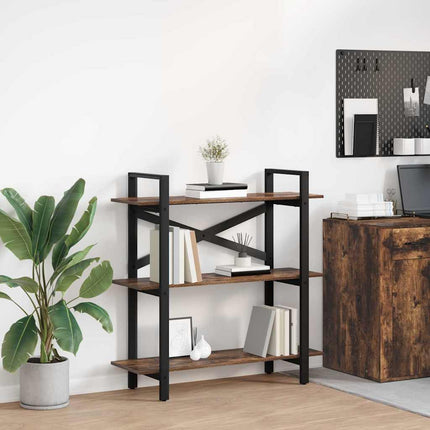 Bogreol 3 niveauer 100 x 33,5 x 102 cm Konstrueret træ Røget eg