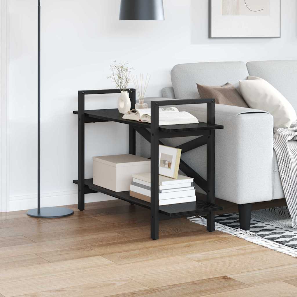 vidaXL Bogreol 2 niveauer 100 x 33,5 x 64 cm Konstrueret træ Sort eg