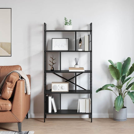 Bogreol Sort eg 75 x 30 x 156 cm Konstrueret træ