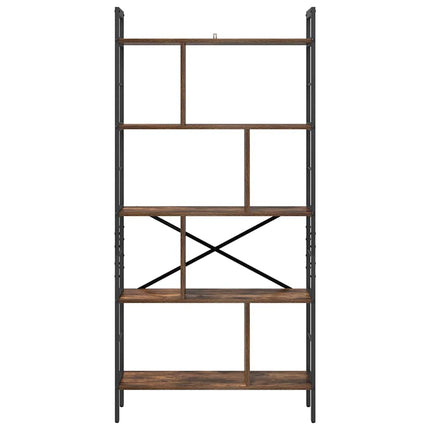Bogreol 9 niveauer 75 x 30 x 156 cm Konstrueret træ Røget eg