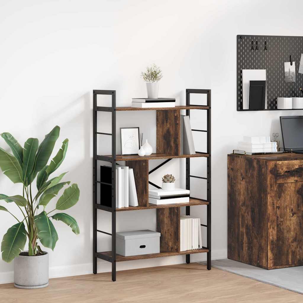 vidaXL Bogreol 7 niveauer 75 x 30 x 123,5 cm Konstrueret træ Røget eg
