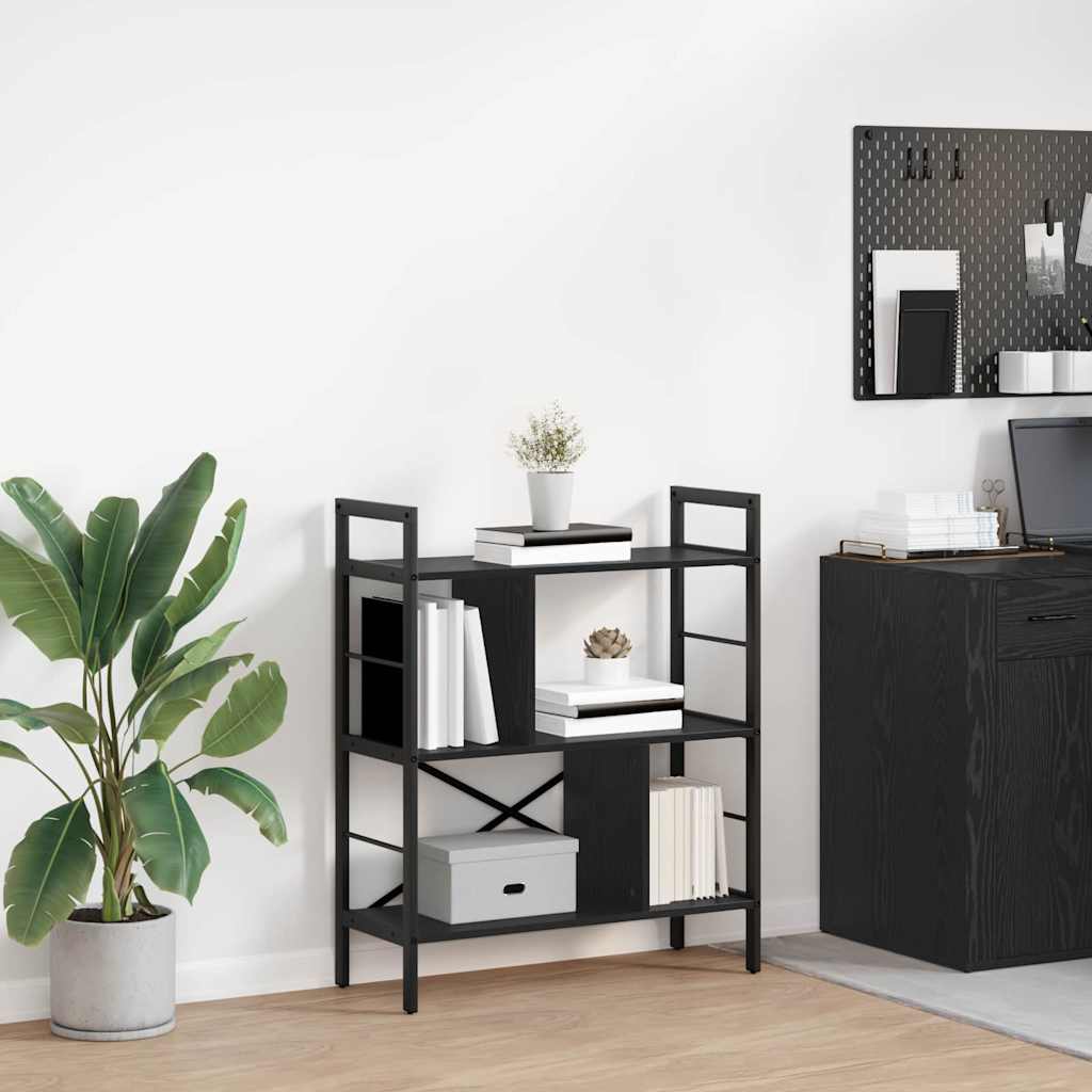 vidaXL Bogreol 5 niveauer 75 x 30 x 91 cm Konstrueret træ Sort eg
