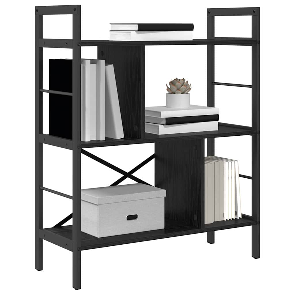 Bogreol Sort eg 75 x 30 x 91 cm Konstrueret træ billede