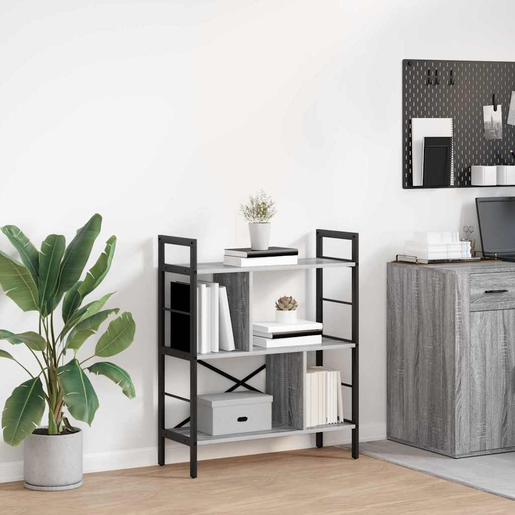 vidaXL Bogreol 5 niveauer 75 x 30 x 91 cm Konstrueret træ Grå Sonoma