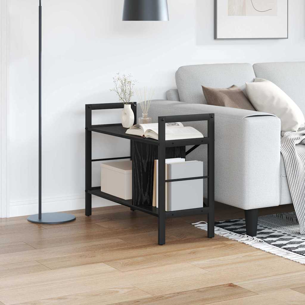 vidaXL Bogreol 3 niveauer 75 x 30 x 58,5 cm Konstrueret træ Sort eg