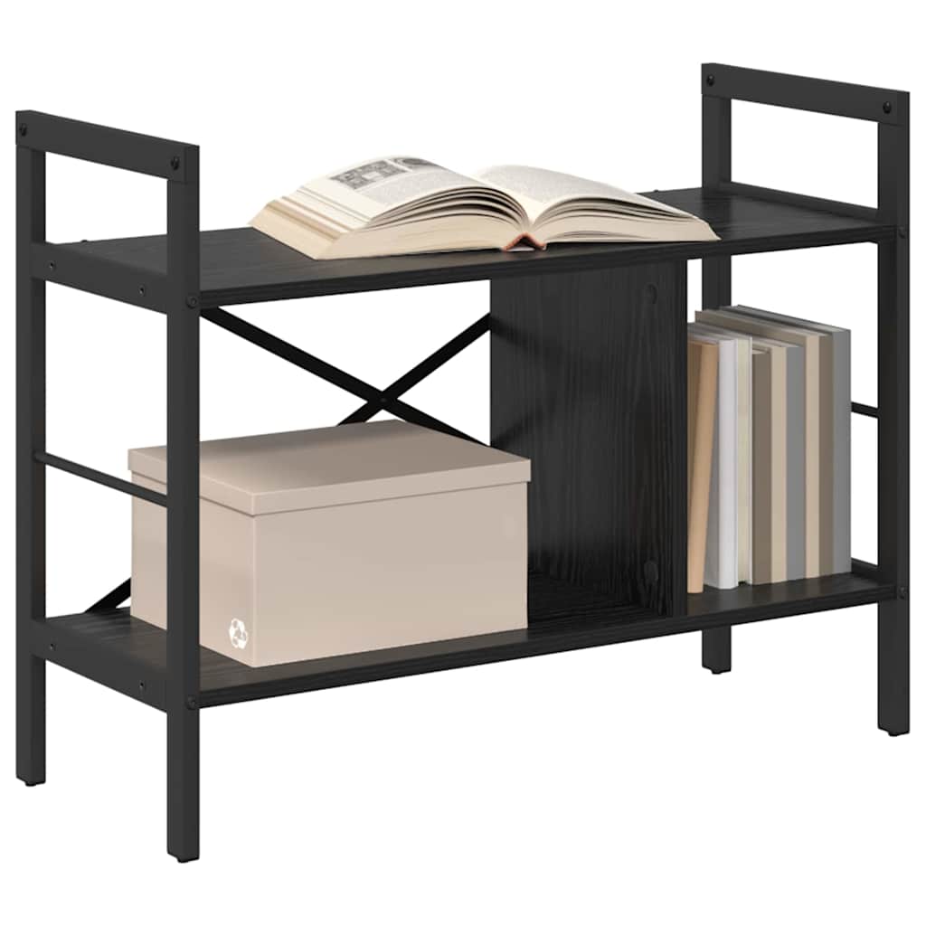 Bogreol Sort eg 75 x 30 x 58,5 cm Konstrueret træ billede